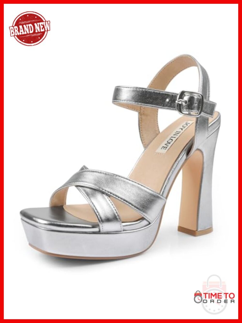 Women's 4.5" Chunky Block Heel Platform Sandals Faux Leather Ankle Strap Formal